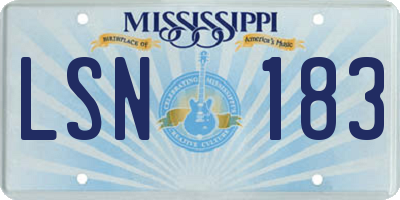 MS license plate LSN183