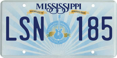 MS license plate LSN185