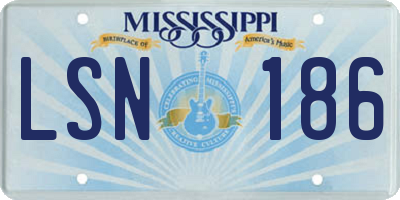 MS license plate LSN186