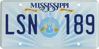MS license plate LSN189