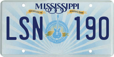 MS license plate LSN190