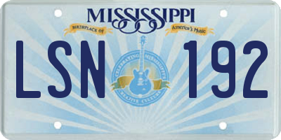 MS license plate LSN192