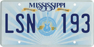 MS license plate LSN193