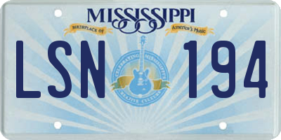 MS license plate LSN194