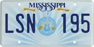 MS license plate LSN195