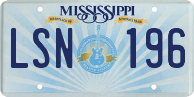 MS license plate LSN196