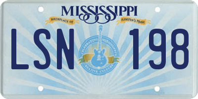 MS license plate LSN198
