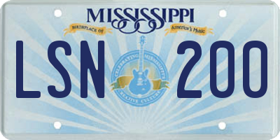 MS license plate LSN200