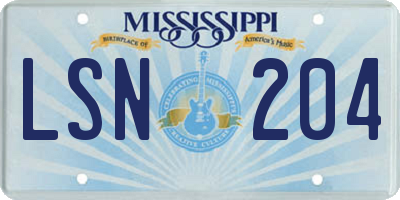 MS license plate LSN204