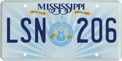 MS license plate LSN206