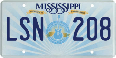 MS license plate LSN208