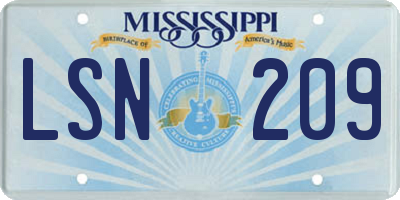 MS license plate LSN209
