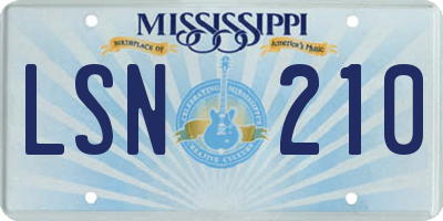 MS license plate LSN210