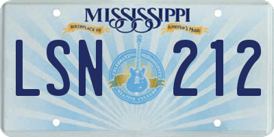 MS license plate LSN212
