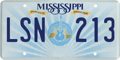 MS license plate LSN213