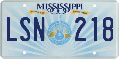 MS license plate LSN218