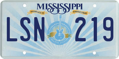 MS license plate LSN219