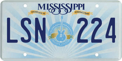MS license plate LSN224