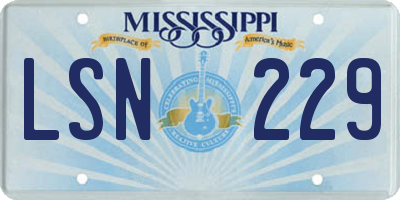 MS license plate LSN229