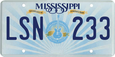 MS license plate LSN233