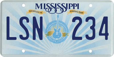MS license plate LSN234