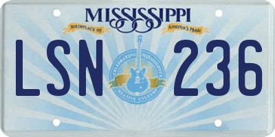 MS license plate LSN236