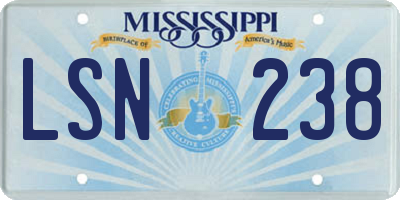 MS license plate LSN238
