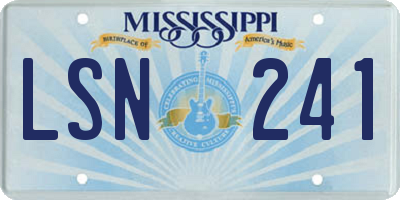 MS license plate LSN241