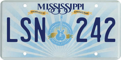 MS license plate LSN242