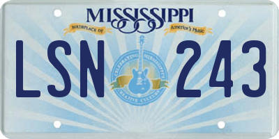 MS license plate LSN243