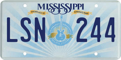MS license plate LSN244
