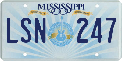 MS license plate LSN247
