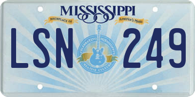 MS license plate LSN249