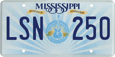 MS license plate LSN250