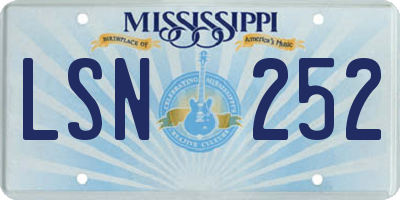 MS license plate LSN252