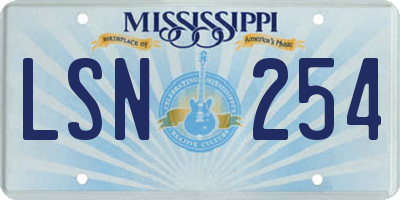 MS license plate LSN254