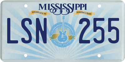 MS license plate LSN255