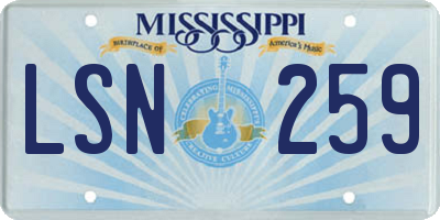 MS license plate LSN259