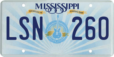 MS license plate LSN260