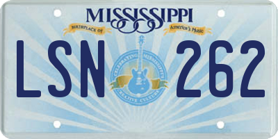 MS license plate LSN262