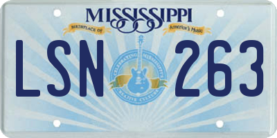 MS license plate LSN263