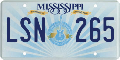 MS license plate LSN265