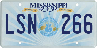 MS license plate LSN266