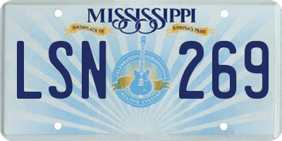 MS license plate LSN269
