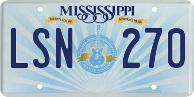 MS license plate LSN270