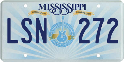 MS license plate LSN272