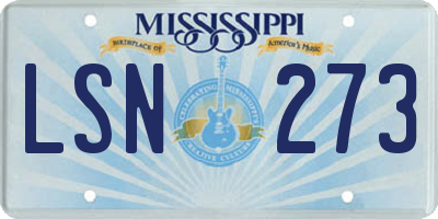 MS license plate LSN273