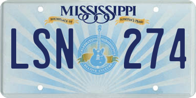 MS license plate LSN274