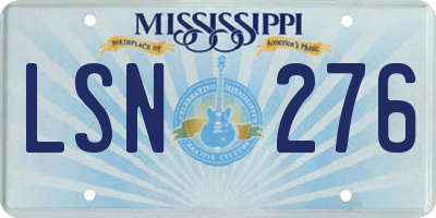 MS license plate LSN276