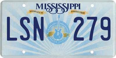 MS license plate LSN279
